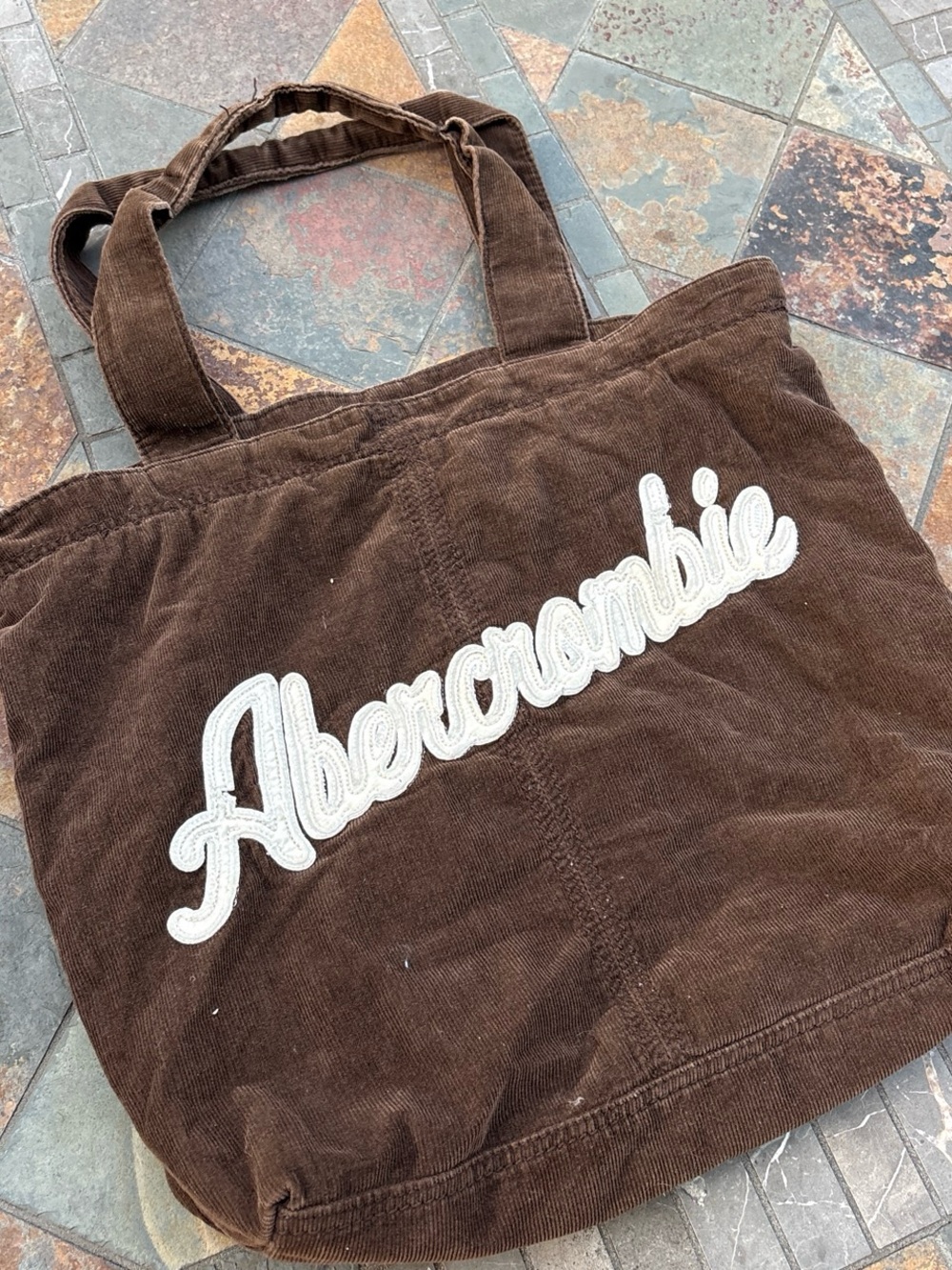 Abercrombie & Fitch Chocolate Brown Corduroy Tote with White Script